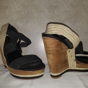 Jessica Simpson black wedge sandals